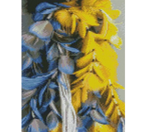  strateg leo hx434 Алмазная мозаика "Желто-голубые перья" (30х40 см.)