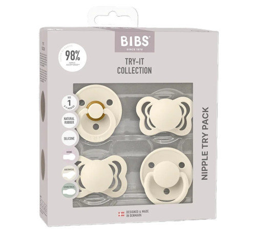  bibs set suzete try-it collection ivory s (0&ndash;6 luni) 4 buc.