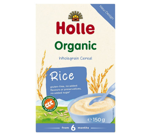 holle bio organic set de terci  orez + mei (6 luni+) 150 g.