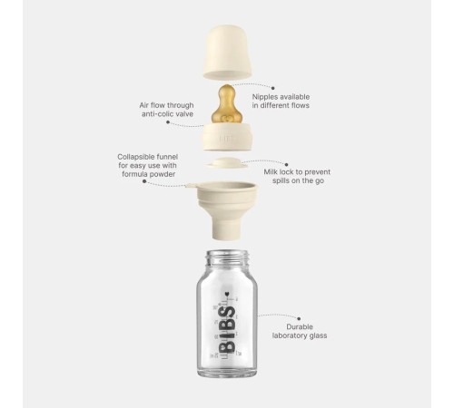 bibs biberon din sticlă (110 ml.) blush