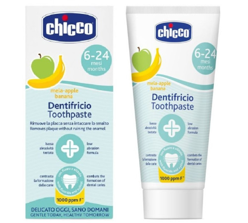 Chicco Зубная паста "Яблоко-Банан" (6-24 м) 50 мл.  chicco Зубная паста "Яблоко-Банан" (6-24 м) 50 мл.