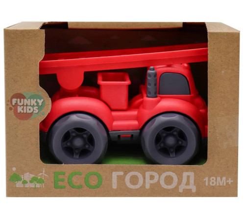  funky toys ft0278075 mașină de pompieri cu scară eco (10 cm) roșie