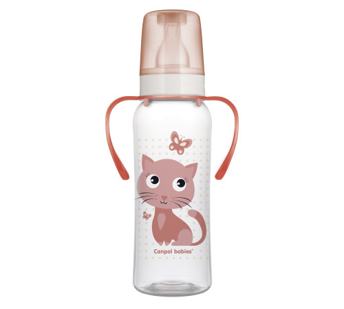 canpol 11/845 sticluta cu mâner "happy animals" 250ml.(12+)