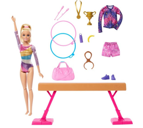 barbie hrg52 set de joc "antrenament de gimnastică"