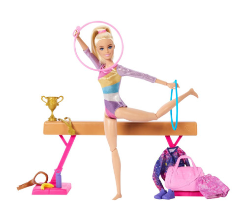 barbie hrg52 set de joc "antrenament de gimnastică"