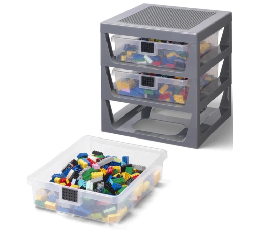 lego raft de depozitare cu 3 sertare (gri)