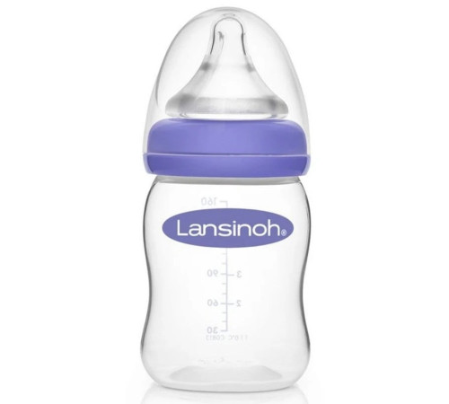lansinoh 81663 Пластиковая антиколиковая бутылочка с соской natural wave (0 м+) 160 мл. 