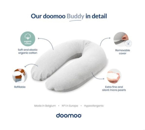 doomoo pernă pentru gravide și alăptare (180 cm.) tetra jersey terracott