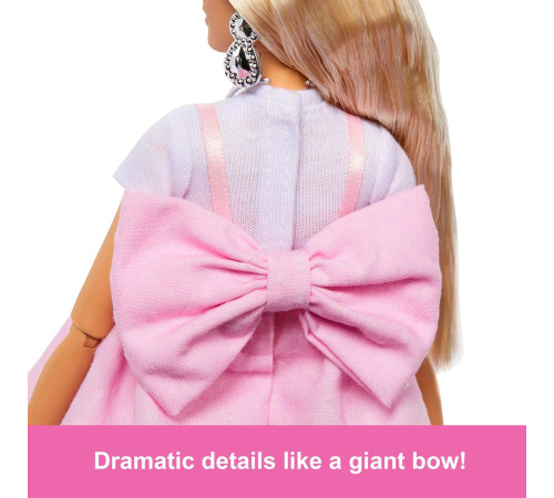 barbie hyv27 papusa "barbie deluxe style" blonda intr-o rochie roz pastel