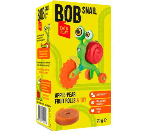 bob snail bomboane naturale "mere-pere" cu o jucărie (20 gr.) in sort.