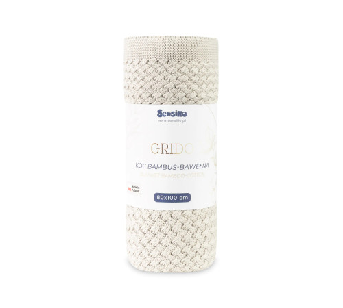 sensillo-43483 pătură tricotată din bambus pentru copii "grido" (80x100 cm) cool beige