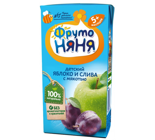 ФрутоНяня nectar mere-prune cu pulpă 200 ml. (5 m+)