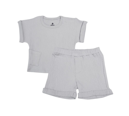  minikin 25062092 set de tricou și pantaloni scurți "naturelle" (m.92) gri