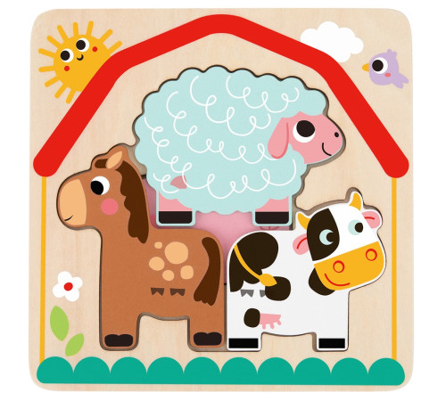 Tooky Toy TH623 Многослойные деревянные пазлы "Ферма"  tooky toy th623 Многослойные деревянные пазлы "Ферма"