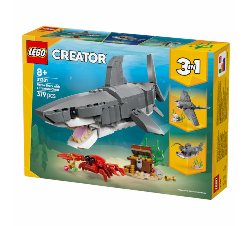 Детский&nbsp;магазин в Кишиневе в Молдове lego creator 31381 Конструктор 3 в 1 "Свирепая акула с сундуком сокровищ" (379 дет.)