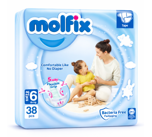  molfix extra large Подгузники 6 (15+ кг) 38 шт.