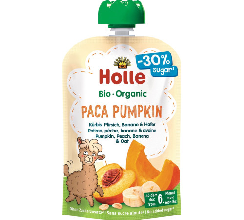 Holle Bio Organic Piure "Paca Pumpkin" dovleac, piersică, banană și ovăz (6 luni+) 100 gr.  holle bio organic piure "paca pumpkin" dovleac, piersică, banană și ovăz (6 luni+) 100 gr.