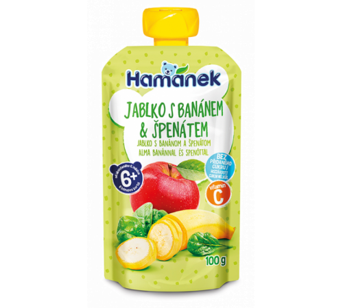 hame piure "hamanek" mere-banana-spanac (6 luni+) 100 gr. 