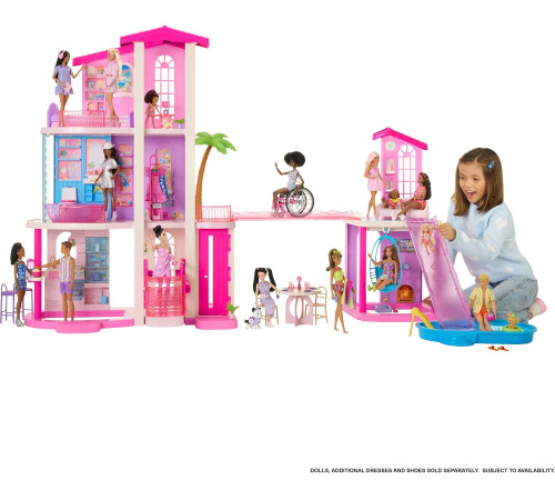 barbie jkg84 Интерактивный модульный "Дом мечты barbie 2026" (65 предметов)