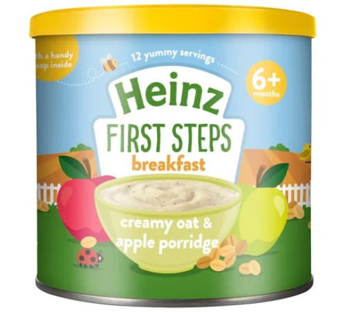 Детское питание в Молдове heinz first steps Каша молочная овсяная с яблоком  (6 м+) 240 гр.