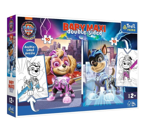 trefl 43007 puzzle 2 în 1+ carte de colorat "paw patrol, skye and marshall" (2x10 el.)