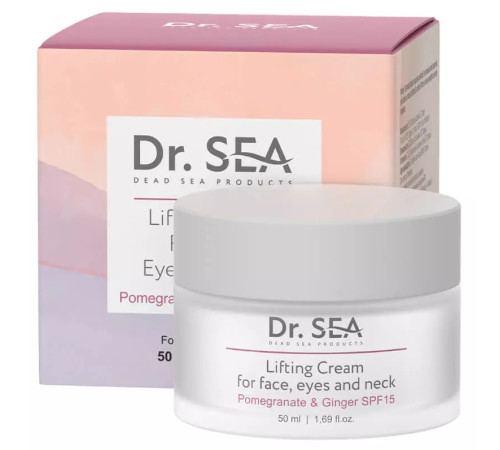  dr.sea Лифтинг-крем для лица, зоны вокруг глаз и шеи Гранат и Имбирь spf15 (50 мл) 020691