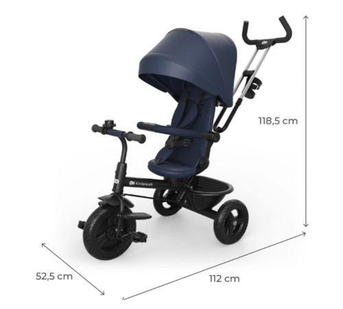 kinderkraft Детский трицикл aston 2 plus (синий)