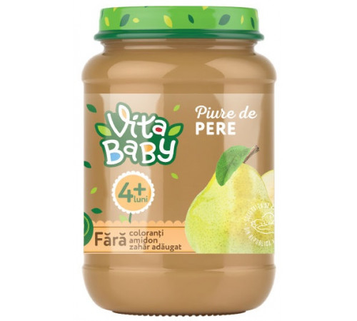 Детское питание в Молдове vita baby Пюре груша без сахара (4 м+) 180 гр.