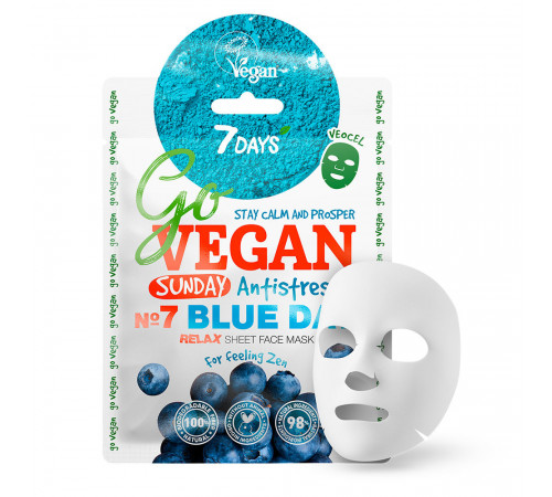 7days go vegan masca de țesut pentru față sunday blue day, 25 g