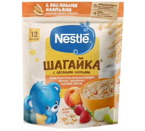  nestle terci 5 cereale din lapte Шагайка mere-căpșuni-piersici 220 gr. (12 m +)