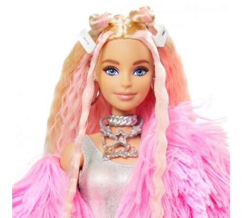 barbie grn28 păpușa barbie "extra" într-o haină de blană roz 