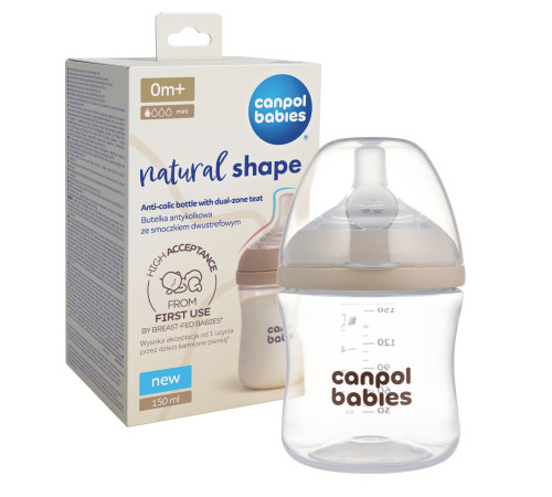  canpol 35/400 biberon anti-colici "natural shape duoflex" (0 luni+) 150 ml.
