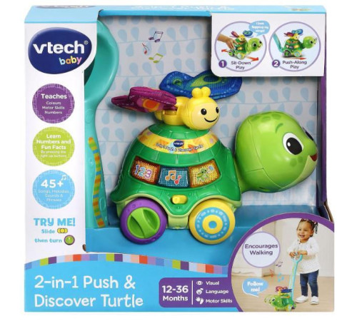 Jucării pentru Copii - Magazin Online de Jucării ieftine in Chisinau Baby-Boom in Moldova vtech 80547626rus jucărie interactivă de &icirc;mpins 2 &icirc;n 1 "broasca Țestoasă" (ru)
