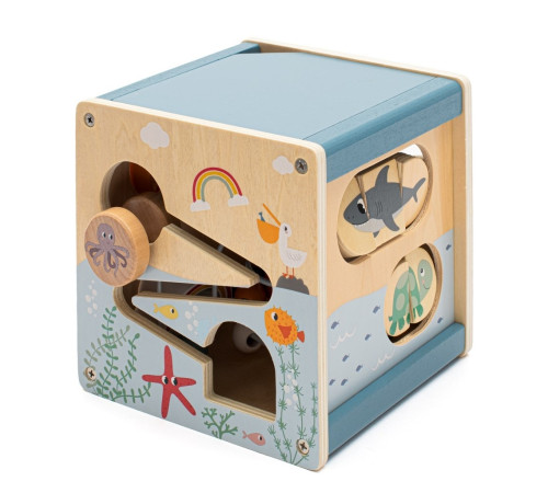 baby mix 57342 kуб интерактивный "wood montessori"