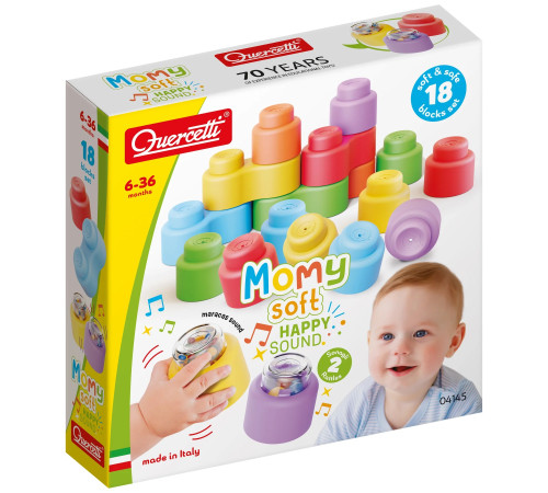 Детский магазин в Кишиневе в Молдове quercetti 4145 Конструктор "momy soft happy sound" (18 дет.)