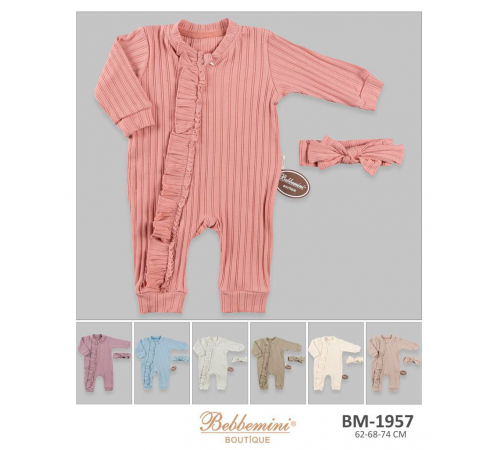 Детская одежда в Молдове bebbemini bm-1957 Комбинезон + ободок (62/68/74 см.) в асс.
