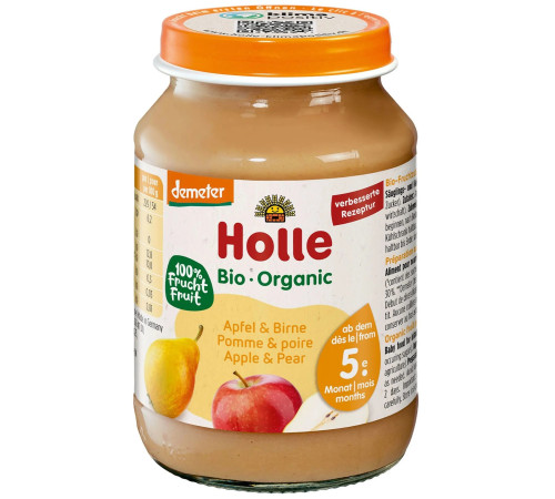 Holle Organic Piure de mere și pere (5 luni +) 190 gr.  holle organic piure de mere și pere (5 luni +) 190 gr.