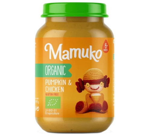  mamuko piure organic cu dovleac si pui (6 luni+) 190 g.