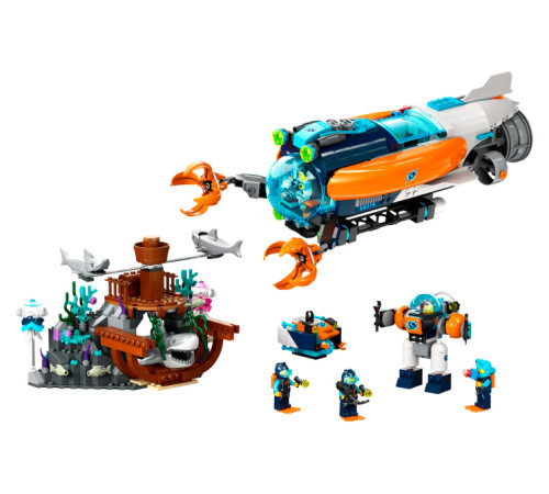 lego city 60379 Конструктор "Глубоководная исследовательская подводная лодка" (842дет.)