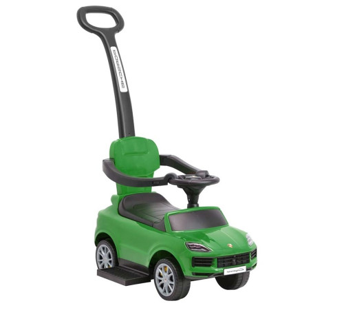  milly mally  59538 mașinuță de &icirc;mpins "porsche cayenne s" cu m&acirc;ner parental (verde)