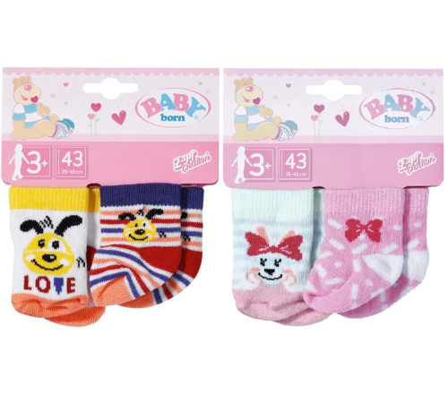zapf creation 831755 set de ciorapi baby born (2 perechi) în sort.