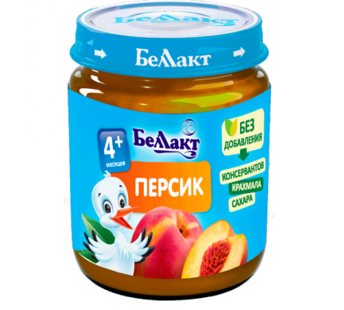 Детское питание в Молдове Беллакт Пюре из персиков 100 гр. (4 м. +)