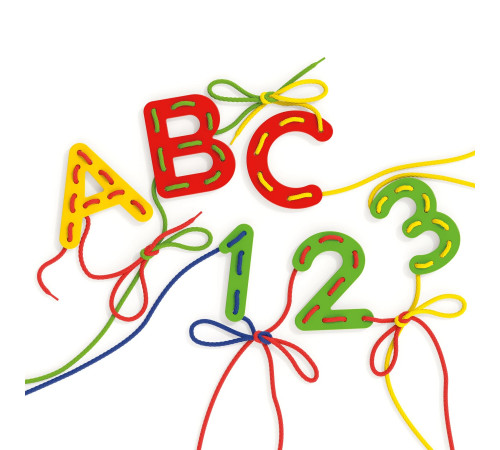 quercetti 2808 joc cu sireturi "montessori abc+123"