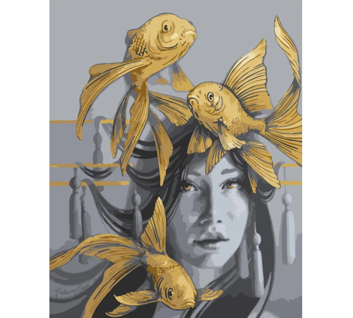  strateg leo sy6027 Картина по номерам "Золотые рыбки" (40x50 см.)