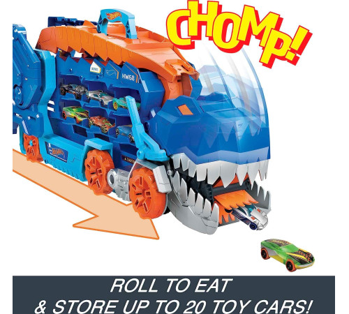 hot wheels hng50 mega transportor "t-rex" cu 2 mașini