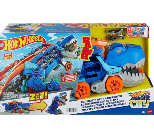 hot wheels hng50 mega transportor "t-rex" cu 2 mașini