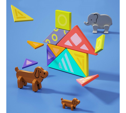hola toys e7982 joc "tangram" cu animale magnetice