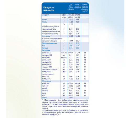 kabrita Каша овсяная на козьем молочке (5 м+) 180 гр.