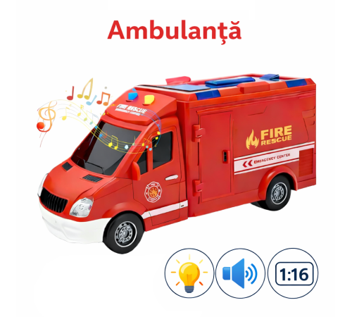 Jucării pentru Copii - Magazin Online de Jucării ieftine in Chisinau Baby-Boom in Moldova js126e ambulanță 1:16, jstoys (sunete si lumini)