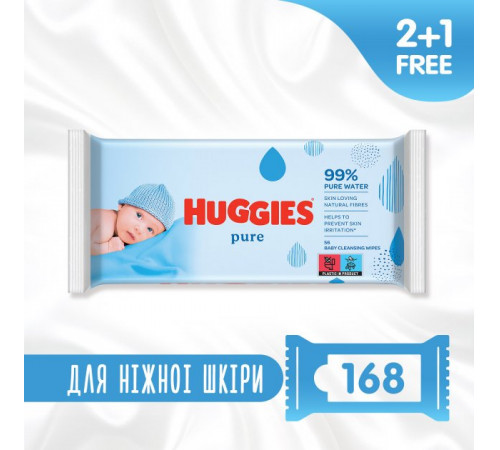 huggies Влажные салфетки "huggies pure" (168 шт.)